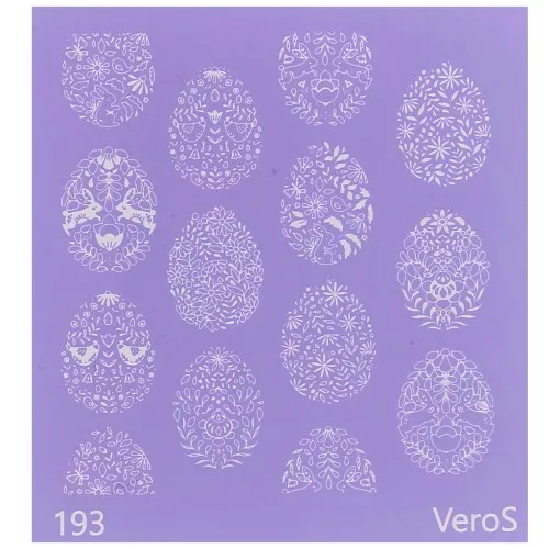Silk Screen VeroS pour pâte polymère 90x90 mm - Motif oeufs de Pâques fleuri n°193
