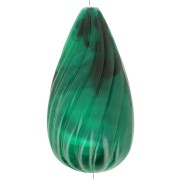 Perle poire torsadée en résine opaque 26x14 mm - Vert foncé marbré x1|raw }}