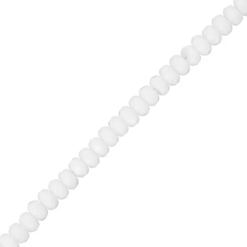 Perles rondes aplaties facettées 4x2.5 mm - Opaque White x12.5cm
