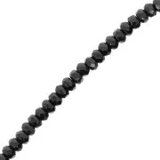 Perles rondes aplaties facettées 4x2.5 mm - Jet x12.5cm