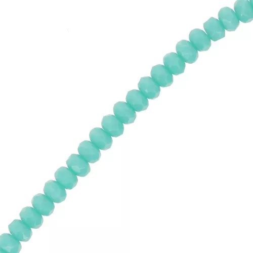 Perles rondes aplaties facettées 4x2.5 mm - Green Turquoise x12.5cm