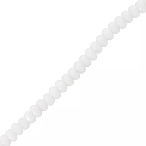 Perles rondes aplaties facettées 4x2.5 mm - Opaque White AB x12.5cm