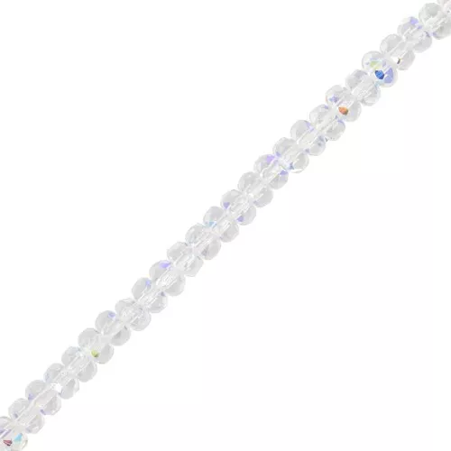 Perles rondes aplaties facettées 4x2.5 mm - Crystal AB x12.5cm