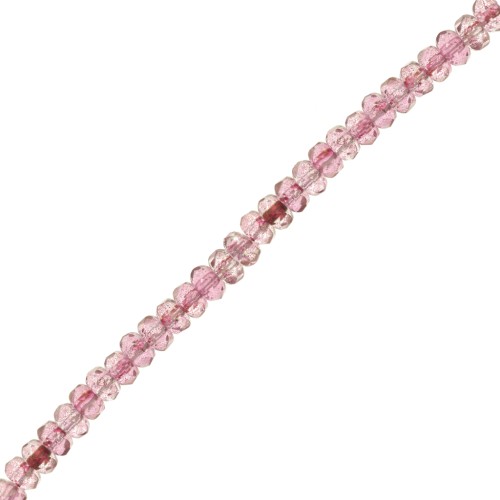 Perles rondes aplaties facettées 4x2.5 mm - Luster Rose x12.5cm