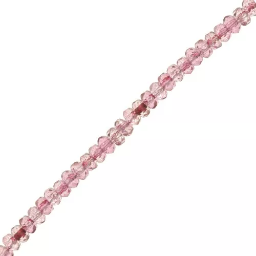 Perles rondes aplaties facettées 4x2.5 mm - Luster Rose x12.5cm