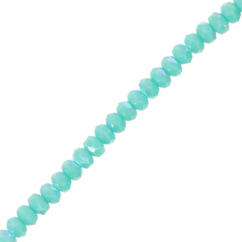 Perles rondes aplaties facettées 4x2.5 mm - Green Turquoise AB x12.5cm