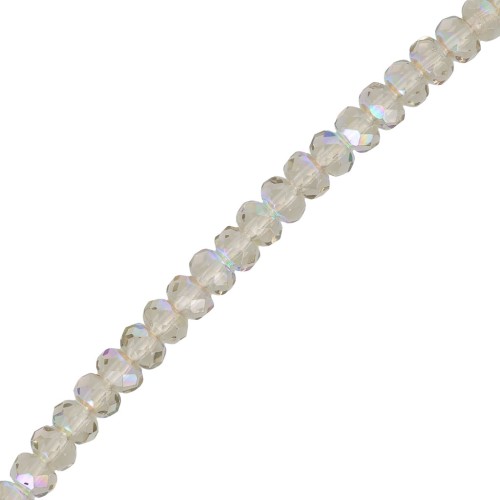 Perles rondes aplaties facettées 4x2.5 mm - Back Diamond AB x12.5cm