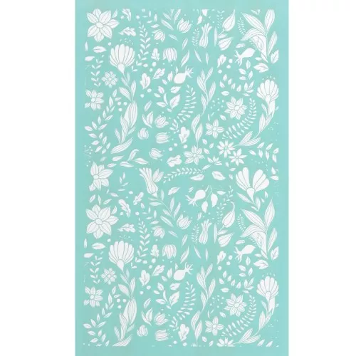 Silk Screen pour Pâte polymère 80x140 mm - Motif floral 1 x1