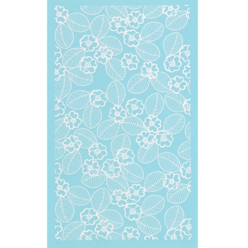 Silk Screen pour Pâte polymère 80x140 mm - Motif feuilles et fleurs x1