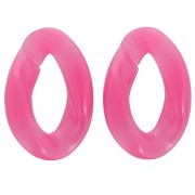 Maillon ovale torsadé en acrylique transparent 29.5x20 mm - Fuchsia x1