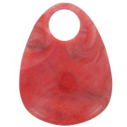 Pendentif goutte en acrylique 38x29 mm - Marbré Rouge x1|raw }}