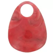 Pendentif goutte en acrylique 38x29 mm - Marbré Rouge x1
