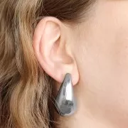 Boucles d'oreilles goutte bombée 39x21 mm - Acier inoxydable 304 x2