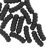 Perles tube incurvé torsadé résine opaque 31x10mm - Noir x4