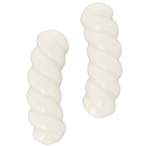 Perles tube incurvé torsadé résine opaque 31x10mm - Ecru x4