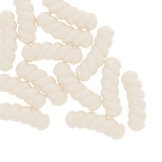 Perles tube incurvé torsadé 31x10mm en résine opaque - Ecru x4