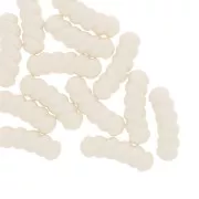 Perles tube incurvé torsadé 31x10mm en résine opaque - Ecru x4