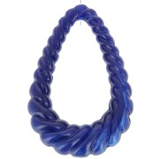 Pendentif goutte évidé torsadé 36x24.5 mm en résine opaque - Bleu marine marbré x1|raw }}