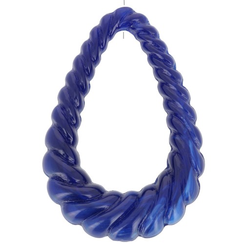 Pendentif goutte évidé torsadé 36x24.5 mm en résine opaque - Bleu marine marbré x1