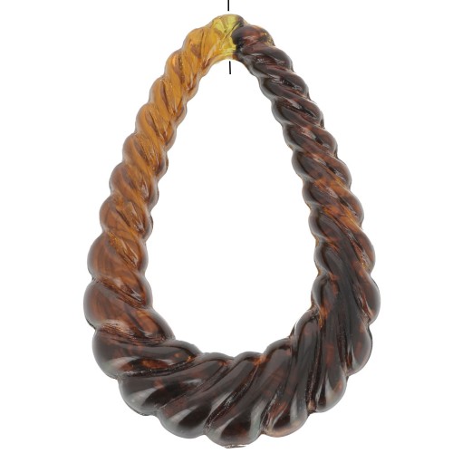 Pendentif goutte évidé torsadé 36x24.5 mm résine translucide - Ambre marbré x1