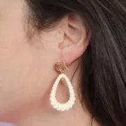 Pendentif goutte évidé torsadé 36x24.5 mm résine transparente - Ambre marbré x1