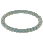 Bracelet jonc torsadé en résine opaque avec fil doré 64 mm - Céladon x1|raw }}