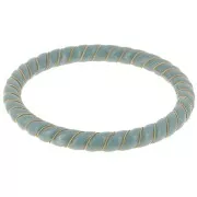 Bracelet jonc torsadé en résine opaque avec fil doré 64 mm - Céladon x1