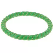 Bracelet jonc torsadé en résine opaque avec fil doré 64 mm - Vert sapin x1