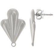 Clous d'oreilles feuille 20x13 mm avec anneau fermé - Acier inox 304L x2|raw }}