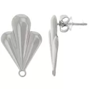 Clous d'oreilles feuille 20x13 mm avec anneau fermé - Acier inox 304L x2