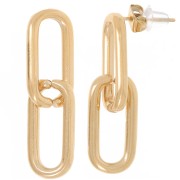 Boucles d'oreilles chaîne maille rectangle 29.5 mm - Acier inox 304 Doré x2