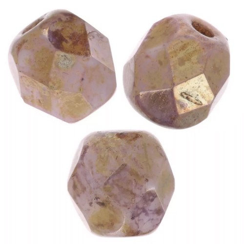 Facettes 4 mm Chalk White Lila Gold Luster x50