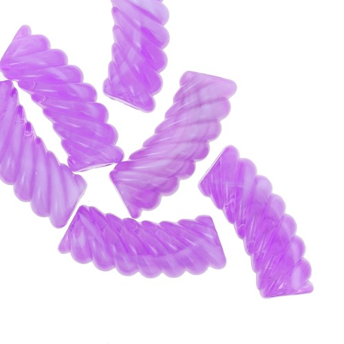 Lot De 600 Perles Anciennes Torsadées En Verre Violet Marbré - Sur Fils, Idéal Créations