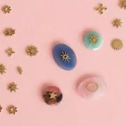 Éléments mini feuille à coller 4x1.9 mm - Acier inoxydable 316L Doré x4