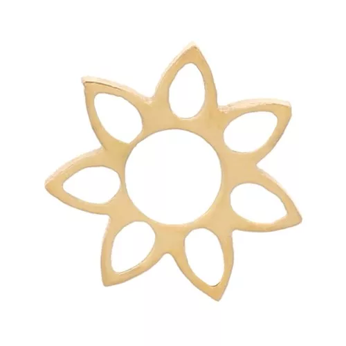 Éléments fleur évidée à coller 5 mm - Acier inoxydable 316L Doré x4