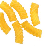 Perles tube incurvé torsadé acrylique transparent 35x12mm - Marbré jaune x6