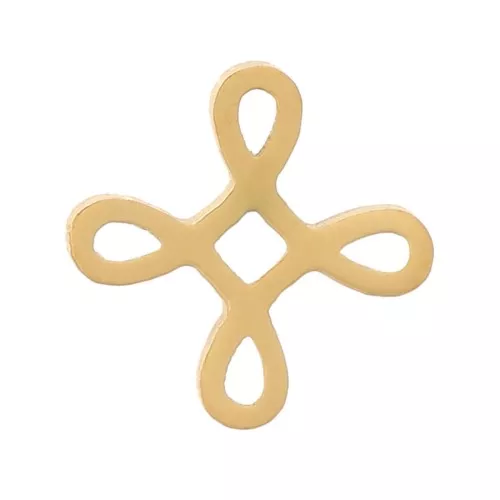 Éléments noeud chinois à coller 6 mm - Acier inoxydable 316L Doré x4