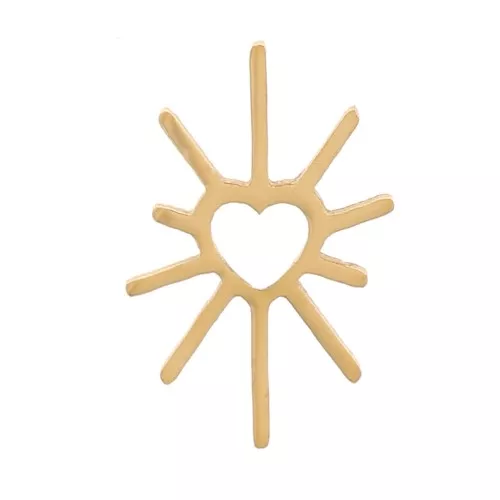 Éléments soleil avec coeur évidé à coller 7.5x5 mm - Acier inoxydable 316L Doré x4
