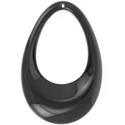 Pendentif goutte évidé en acrylique opaque 45x30 mm - Noir x1