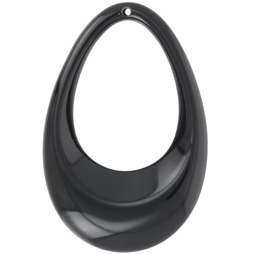 Pendentif goutte évidé en acrylique opaque 45x30 mm - Noir x1
