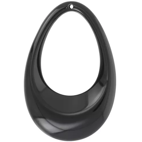 Pendentif goutte évidé en acrylique opaque 45x30 mm - Noir x1