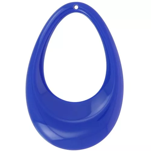 Pendentif goutte évidé en acrylique opaque 45x30 mm - Bleu Lapis x1
