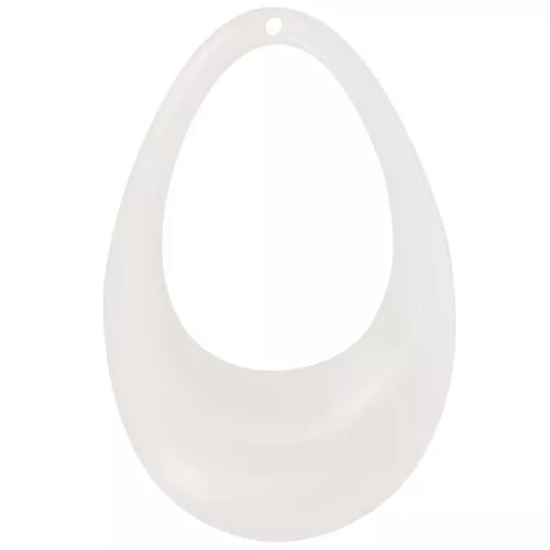 Pendentif goutte évidé en acrylique opaque 45x30 mm - Crème x1