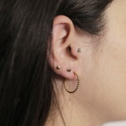 Créoles ouvertes fines 20 mm avec fil perlé - Acier inoxydable 304L Doré x2