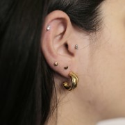 Créoles ouvertes larges effet croisé 16 mm - Acier inoxydable 316L Doré x2