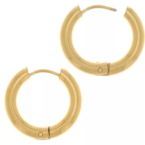 Créoles rondes 18 mm - Fil 3 mm - Acier inoxydable 304L Doré x2