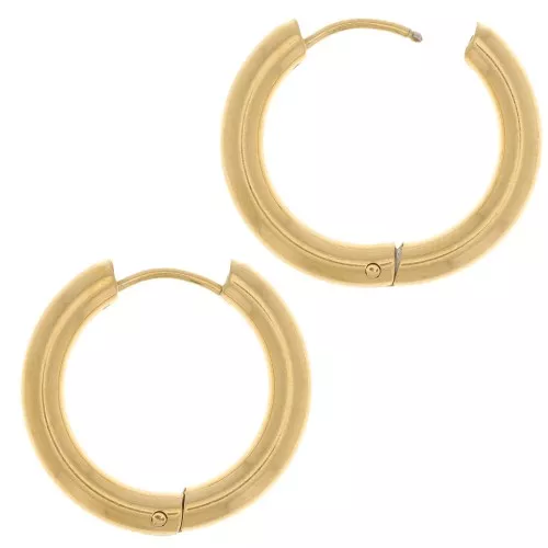 Créoles rondes 20 mm - Fil 3 mm - Acier inoxydable 304L Doré x2