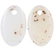 Pendentif ovale en acrylique translucide 32.5x20 mm - Blanc cassé tacheté x1