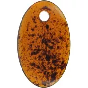 Pendentif ovale en acrylique transparent 32.5x20 mm - Ambre tacheté x1