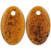 Pendentif ovale en acrylique transparent 32.5x20 mm - Ambre tacheté x1